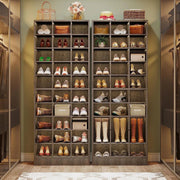 View 10-Tier Tall Shoe Cabinet, 30-Pair White Wood Shoe Storage Rack for Entryway and Closet image 4