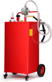 View 30 Gallon Fuel Caddy, Fuel Tank with Manual Transfer Pump for Gasoline & Diesel, Durable 4-Wheel Design, Mobile Fuel Storage for Cars, Trucks, Boats, Lawn Mowers, Red image 2