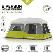 View Core 9 Person Instant Cabin Tent - 14' x 9', Green (40008) image 4