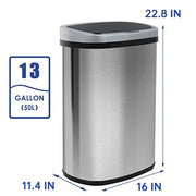 View 13 Gallon Automatic Kitchen Trash Can with Lid, Touchless Motion Sensor Garbage Bin image 2