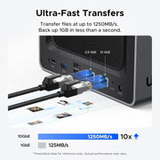 View Four-slot desktop network storage device, equipped with Intel Pentium Gold 8505 octa-core processor, 8GB DDR5 memory, 128G solid-state drive, 1 10GbE network port, 1 2.5GbE network port, 2 M.2 NVMe slots, 4K HDMI interface, network storage device (wi image 4