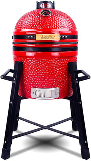 View Ceramic Kamado Charcoal BBQ Grill and Smoker, Stainless Steel Grates -15" Ceramic with Tall Stand (GREEN) image 1
