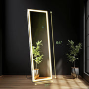 View 64 x 21 Inch Full Length LED Floor Mirror with Stand, Full Body Wall Mounted Mirror image 4