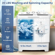 View Portable mini compact two-cylinder washing machine (17.6 pounds) - Spanish model, rotary type, blue white image 2