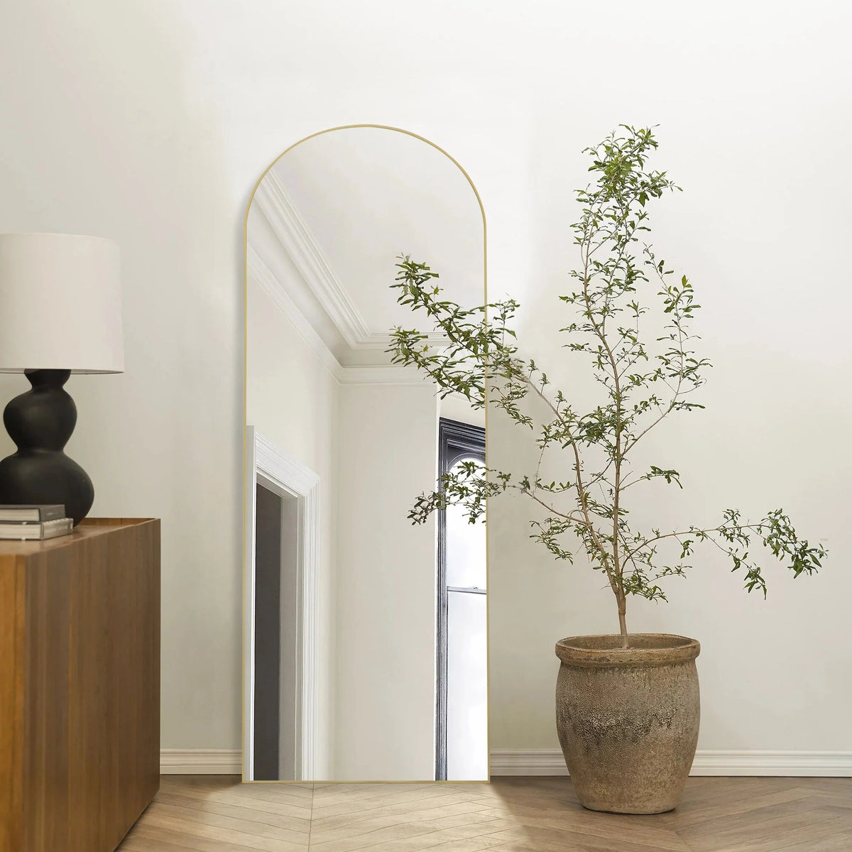 64x21 Full Length Floor Mirror, Large Full Body Aluminum Alloy Frame Standing Mirror with Stand and Wall Mount Option