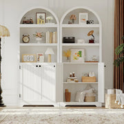 View 72'' Tall Farmhouse Bookcase, 5 Tier Arched Bookshelf with Double Doors & Adjustable Shelf, Display Storage Shelves, for Bedroom, Living Room, Home Office image 2