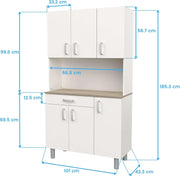 View Miroytengo Kitchen Side Cabinet, Kitchen Cabinet, Buffet Kitchen Cupboard 6 Doors White and Oak Kronberg 101 x 185 cm image 3