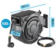 View 100 ft Wall Mounted Garden Hose Reel, 1/2 Inch Hose with 180° Swivel image 2