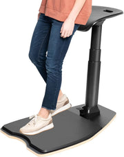 View Ergonomic inclined standing desk with chair, portable height-adjustable anti-fatigue cushion, suitable for home and office, black image 1