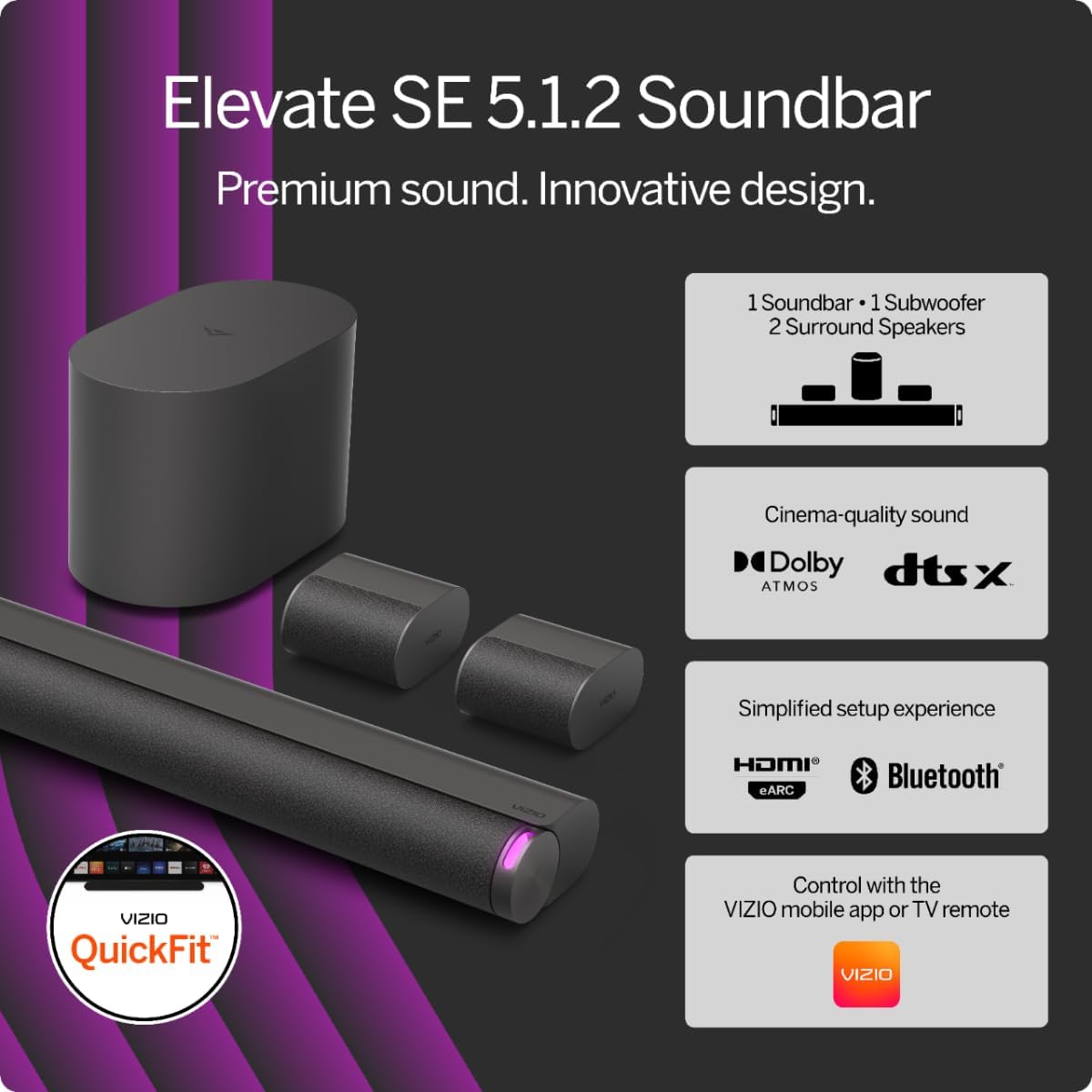 5.1.2 Soundbar with Wireless Subwoofer and Dolby Atmos