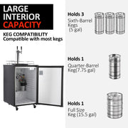 View Beer Kegerator, Dual Tap Draft Beer Dispenser, Full Size Stainless Steel Keg Refrigerator With Drip Tray, CO2 Cylinder, 32°F- 50°F Temperature Control, 170L image 2