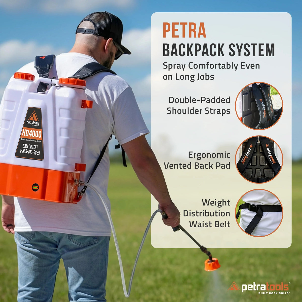 4 Gallon Battery Powered Backpack Sprayer, Rechargeable Cordless Garden and Lawn Pump Sprayer