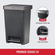View 13 Gallon Step-On Trash Can for Home and Kitchen, Hands-Free Garbage Bin image 2