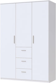 View Habitdesign Armario Ropero 3 Puertas y 3 cajones, 203x117x52 (AltoxAnchoxFondo - en Cm), con Barra Colgadora y Estantes, Color Blanco Brillo image 6