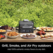 View 7-in-1 Multi-functional (Barbecue, Slow Roast, Bake, Air Fry, Dehydration, Grill, Smoking) | Portable and highly weather-resistant | Capable of cooking up to 6 steaks and 30 hot dogs | Includes wood pellet fuel image 2