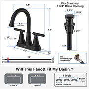 View Bathroom Faucets for Sink 3 Hole, Hurran 4 inch Matte Black Bathroom Sink Faucet with Pop-up Drain image 3