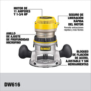 View DEWALT Router, Fixed Base, 1-3/4-HP (DW616) , Yellow image 2