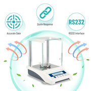 View Lab Scale, Digital Analytical Balance 220g/ 0.1mg, High Precision Scientific Precision Scale Accuracy 0.0001g, Balance Scale for Coin/Jewelry/Powder with Weights and RS232 Interface image 4
