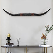 View 70" Long Horn Bull Horns, Longhorn Skull Wall Decor, Faux Taxidermy, Rustic Animal Head Wall Art, Living Room Decor image 2