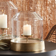 View Elegant Gold Large Round Hurricane Candle Holder Dome Shape 13 in Terrarium Classic image 2