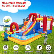 View Inflatable Water Slide, 10 in 1 Water Park Bounce House with Blower, Splash Pool, 2 Slides, Water Cannon, Climbing Wall, Blow up Water Slides for Kids Outdoor Backyard image 4