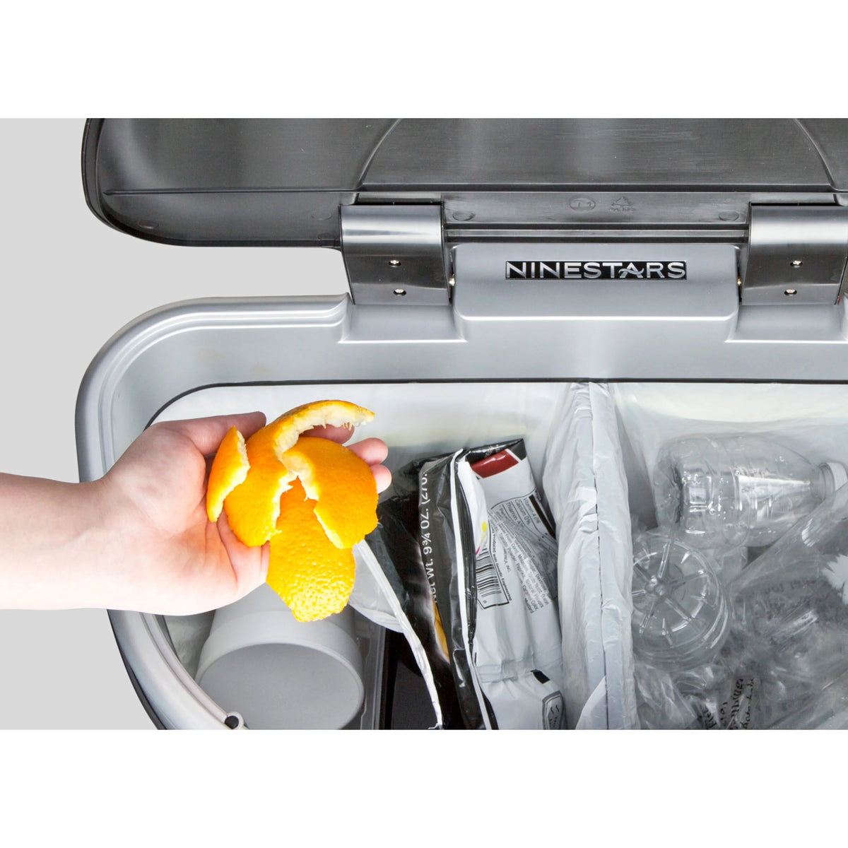 18 Gallon Dual Compartment Motion Sensor Trash Can, Automatic Hands-Free Kitchen Garbage Bin