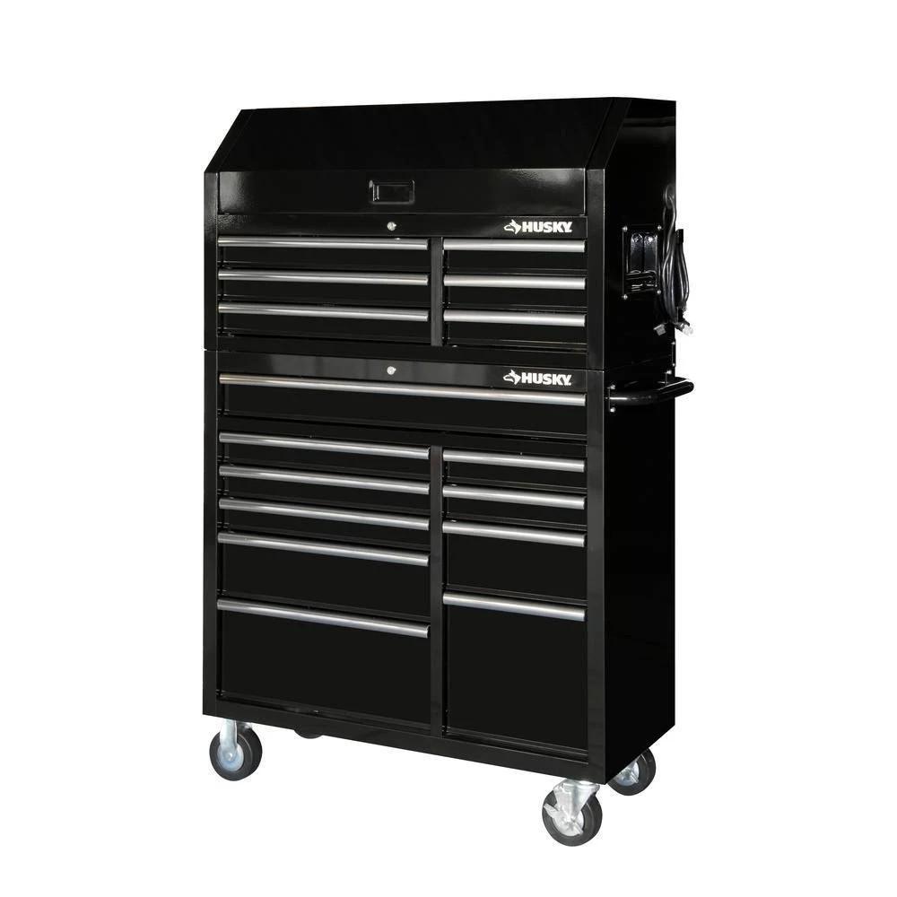 41-Inch Tool Chest and Cabinet Combo - 16-Drawer Rolling Tool Storage, Gloss Black