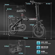 View ASKGO Z6 14 in Electric Bike 1200W Motor, 48V/10AH E-Mountain Bike,Folding Electric Bicycle for Adult with Two Seats UL2849,Unisex,Pedal-Assist image 2