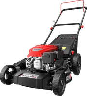 View 21" Steel Deck Gas Lawn Mower, 3-in-1 Push Mower, 144cc 4-Stroke OHV Engine, 6 Height Adjustment, 1.4 Bushel Grass Catcher with Bagging, Mulching & Side Discharge Efficient for Yard Garden image 1