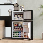 View Merax Kühlschrank mit Gefrierfach, 60L Kleiner Kühlschrank, kompakt, Glastür, LED-Innenbeleuchtung, manuelle Temperaturregelung, Glasablagen, 45 dB(A) image 1