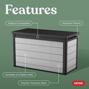 View 200 Gallon Resin Deck Box, Extra Large Outdoor Storage Container for Patio, Garden, Yard and Pool Area image 3