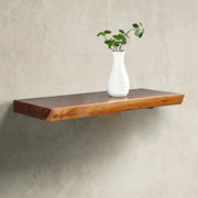 View 1 Piece Teak Wood Wall Shelf with Live Edge, Rustic Floating Shelf for Home Decor image 2