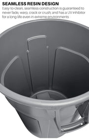 View Heavy-duty round trash can / dumpster, 20-gallon capacity, white, suitable for outdoor garbage containers in places such as garden workers / construction workers / restaurants / backyards / offices / storage areas, 6 pieces per set. image 2