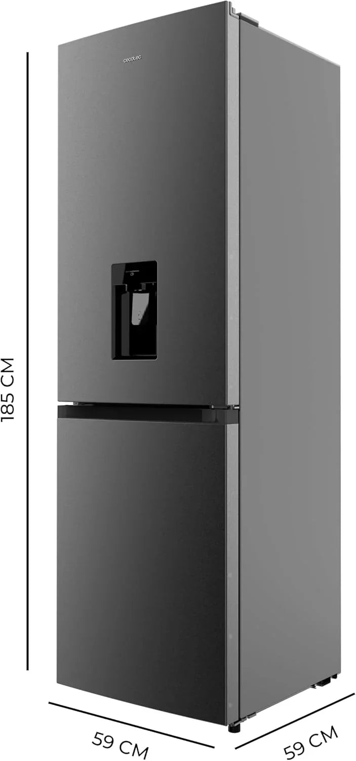 Cecotec Frigorífico Combi 2 Puertas con dispensador de agua Bolero CoolMarket Combi 296 DF WD Dark E. 296L, 60cm de ancho, Funciones FastCooling,