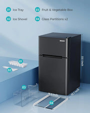 View 3.2 Cu.Ft Mini Fridge with Freezer – 2-Door Compact Refrigerator for Bedroom, Dorm, Office or Apartment, Silver image 2