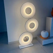 View Minimalist art circle living room decorative floor lamp, warm white adjustable LED lamp, with shadow effect creating an atmosphere, acrylic material, indoor lamp image 2