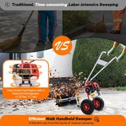 View 43cc 1.7HP Gas Powered Broom, 2 Stroke Power Sweeper Handheld Gasoline Power Broom Sweeping Machine for Garden Lawn Yard Sidewalk Driveway Turf Grass Cleaning, 600mm Nylon Brush Sweeping broom image 4