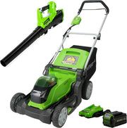 View 40V 17" Cordless (Push) Lawn Mower (75 Compatible Tools), 4.0Ah Battery and Charger Included image 1