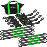 View Car Tie Down Straps for Trailers with J Hooks (4-Pack) - 2 Inch x 8 Feet (10,000lb Break Strength) - Heavy Duty T-Handle Car Hauler Tire Straps for Trailer & UTV with Axle Straps - Black image 3