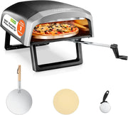 View Outdoor pizza oven, equipped with 360-degree rotating pizza stone | Adjustable temperature control | Includes pizza shovel, pizza knife, stone, lid and hose | Can bake a 12-inch pizza in 60 seconds | 32.9 x 16.1 x 12.4 inches image 1