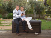 View 150 Gallon Resin Large Deck Box-Organization and Storage for Patio Furniture, Outdoor Cushions, Garden Tools and Pool Toys, Brown image 3