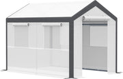 View A 20-foot x 10-foot x 9-foot walk-in green house with an outdoor garden greenhouse, equipped with 6 roll-up windows, 2 zipper doors and a rain cover, in white color. image 1