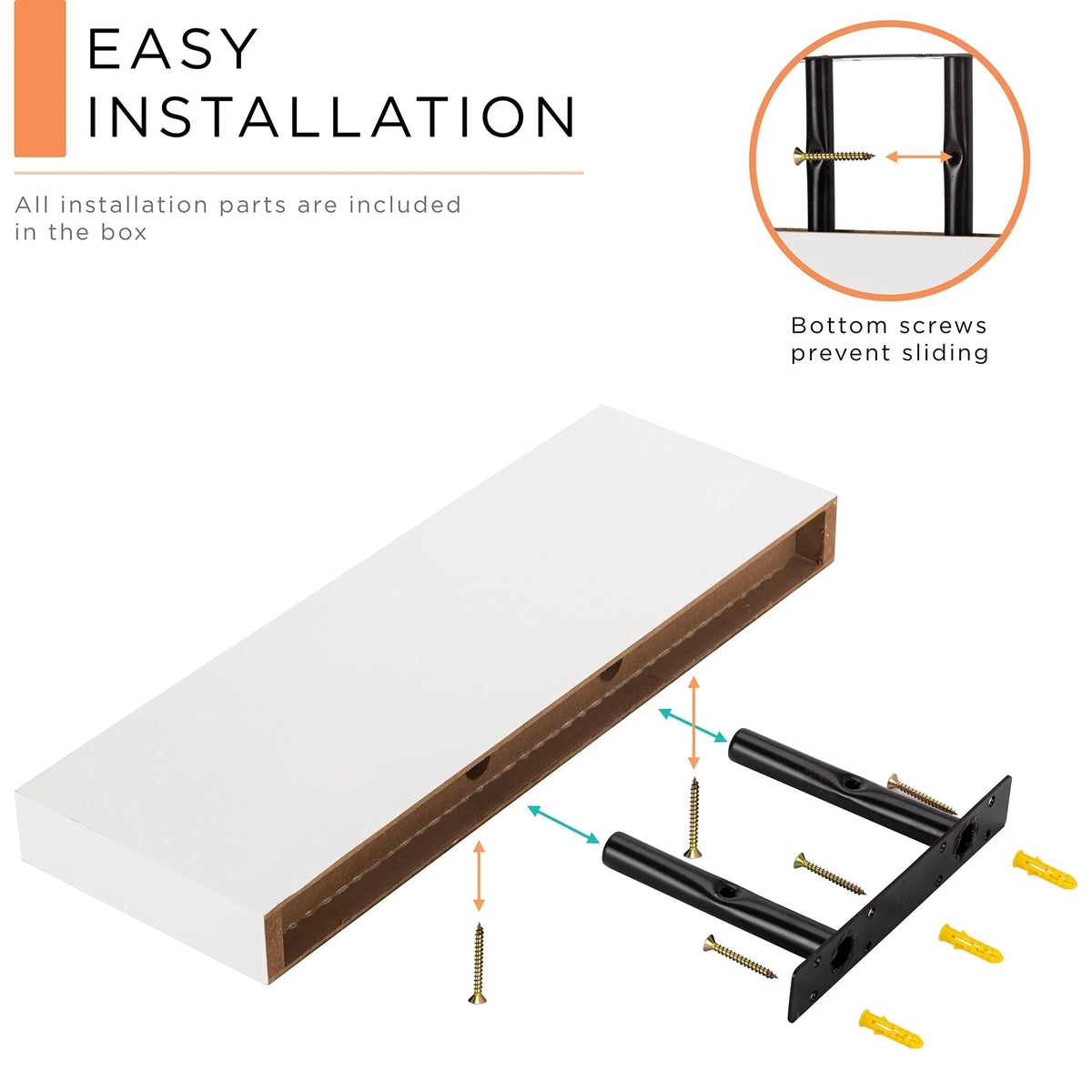 16 Inch Floating Wall Shelves, 3 Pack Farmhouse Hanging Display and Storage Shelves