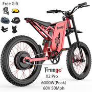 View 6000W(Peak) Motor 60V/30Ah Battery Freego X2Pro Electric Motorcycle for Adults, Electric Bike,50MPH/7 Speed Off Road Electric Bicycle,19 x 2 Full... image 3
