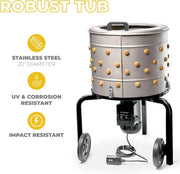 View 750W Chicken Plucker Poultry De-Feather Remover with 92 Soft Fingers Feather Plucking Machine 20" Drum Stainless Steel image 3