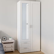 View IDMarket - VITO 2-door wardrobe white 80 cm with 2 drawers, mirror and shelves image 2