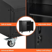 View Garage Storage Cabinet with Wheels, 2 Door Tool Cabinet with Adjustable Shelves, Metal Lockable Tool Cabinet, Rolling Tool Chest for Home, 34 H x 30.3 L x 18 W, Assembly Required image 3