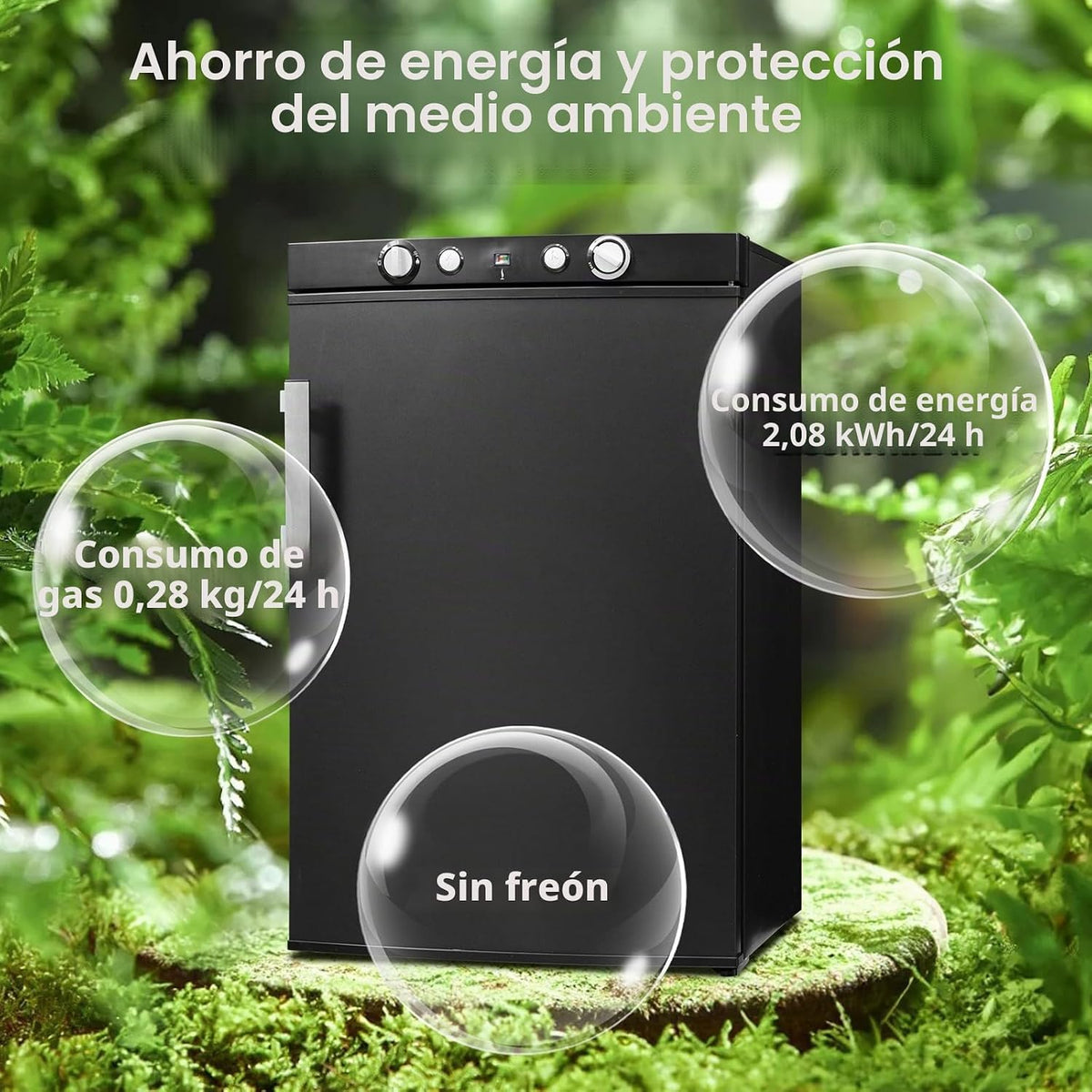 SMETA Nevera de Gas Butano, 100L con Congelador, Trivalente 12v 220v Gas, Frigorifico 12v, sin Ruido, Nevera para Furgoneta Camper Caravana