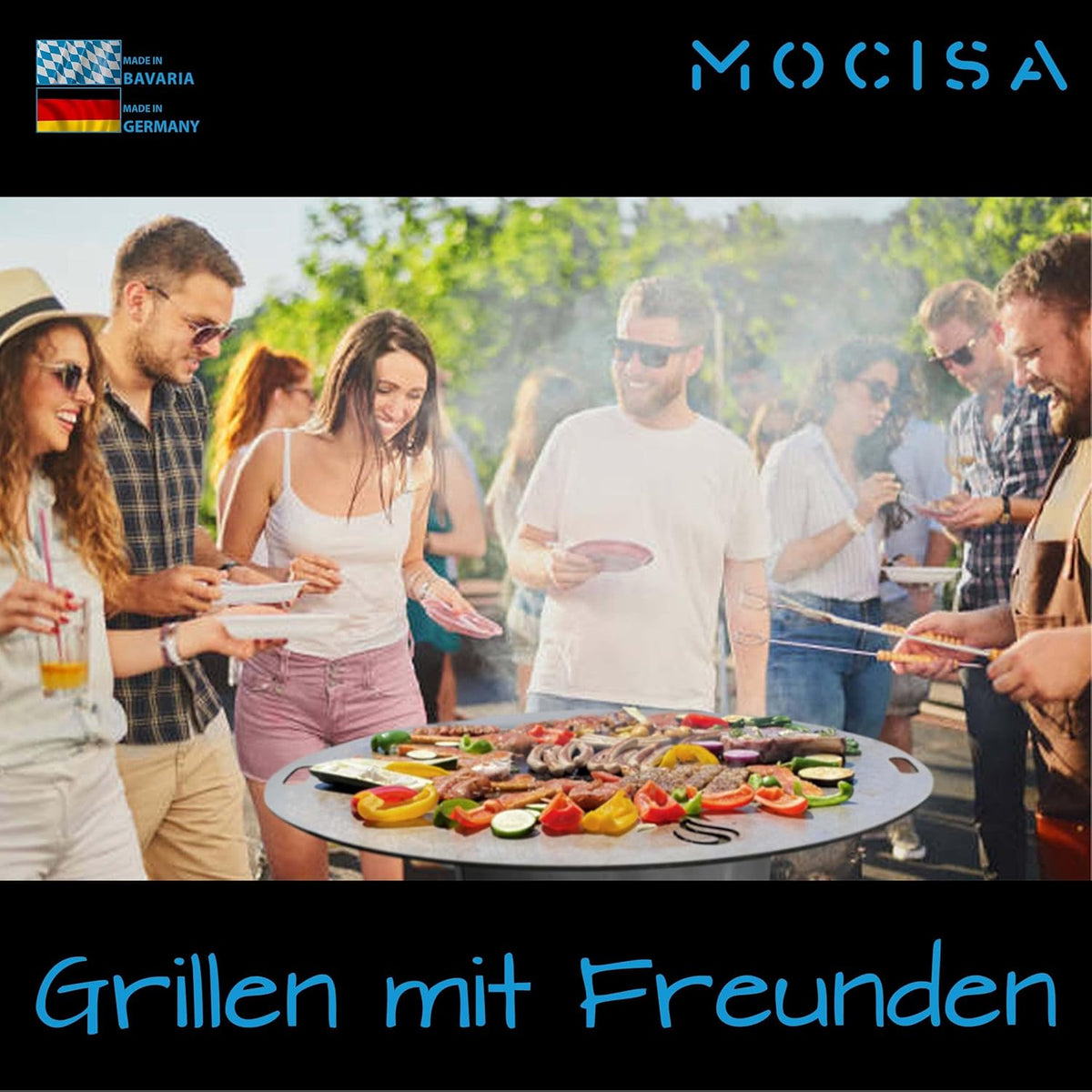 Universal BBQ Grillplatte 100 cm | Feuerplatte | Fassgrill | Kugelgrill | 100 cm Stahl blank Stärke 6mm | Made in Bavaria | Plancha | Feuerring |