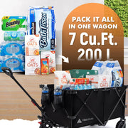 View 330LBS Heavy Duty Collapsible Wagon Cart, All-Terrain Folding Utility Beach Wagon with Adjustable Handle for Garden, Outdoor, Shopping image 2